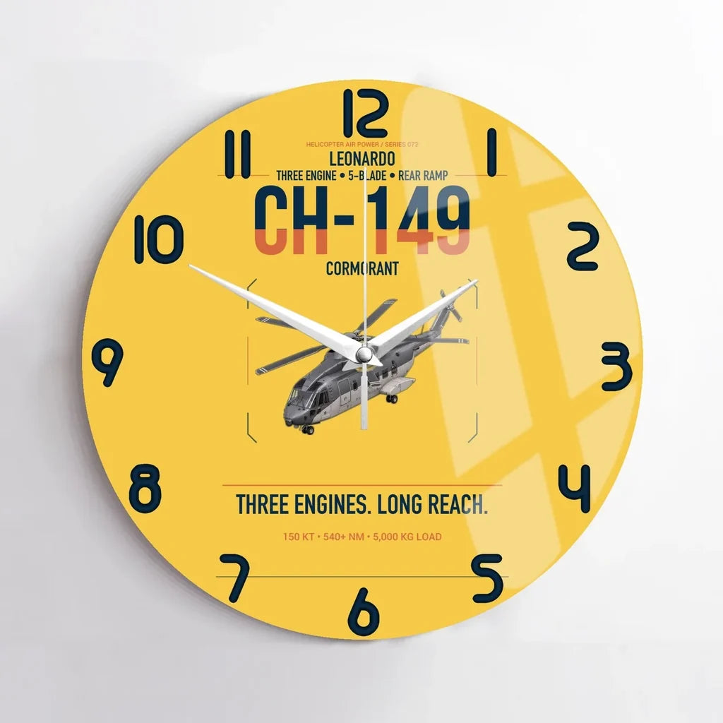 Leonardo CH-149 Cormorant design on yellow no frame wall clock