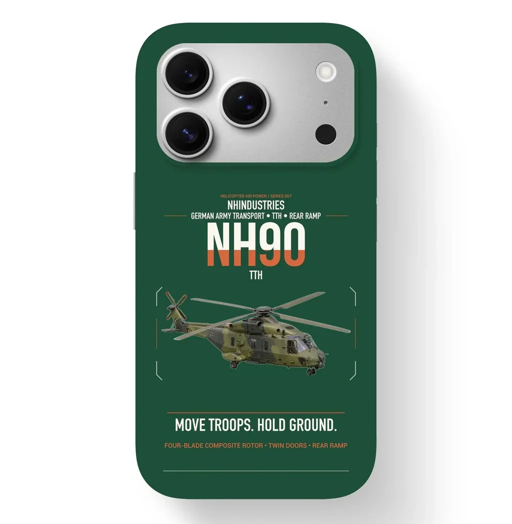 NHIndustries NH90 TTH design on dark green magsafe iphone case, for iPhone 17 Pro