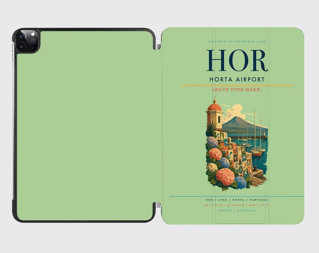 Horta Airport (HOR) design on light green ipad tablet case