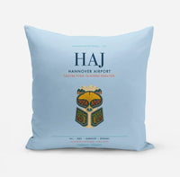 Thumbnail for Hannover Airport (HAJ) design on light blue pillow