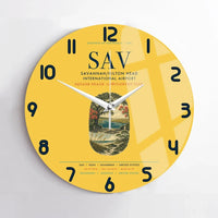 Thumbnail for Savannah-Hilton Head International Airport (SAV) design on yellow no frame wall clock