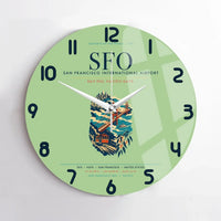 Thumbnail for San Francisco International Airport (SFO) design on light green no frame wall clock