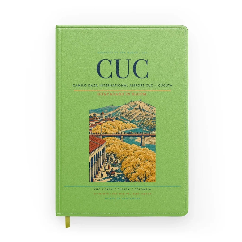 Camilo Daza International Airport (CUC) design on light green notebook