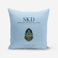 Thumbnail for Samarkand International Airport (SKD) design on light blue pillow
