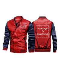 Thumbnail for Customisable TWO LOGOS Stylish Leather Bomber Bomber Jacket - view 4