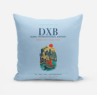 Thumbnail for Dubai International Airport (DXB) design on light blue pillow