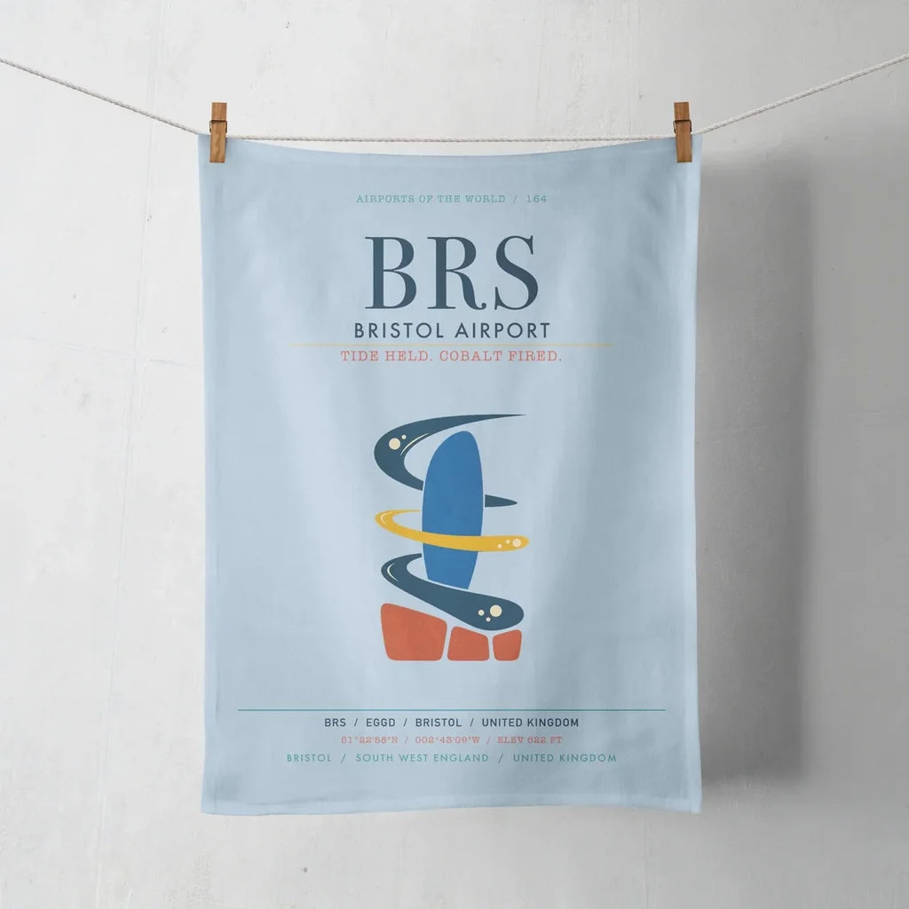 Bristol Airport (BRS) design on light blue towel