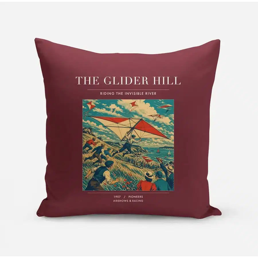 VINTAGE G4013 - The Glider Hill - Designed Pillows design on darkred