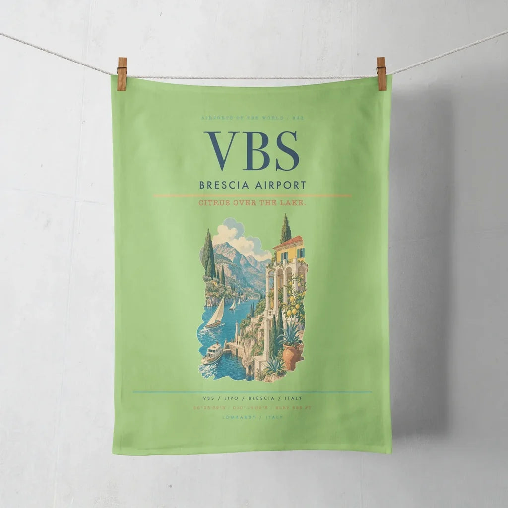 Brescia Airport (VBS) design on light green towel