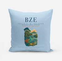 Thumbnail for Philip S. W. Goldson International Airport (BZE) design on light blue pillow