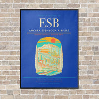 Thumbnail for Ankara Esenboga Airport ESB - Canvas Framed - Blue