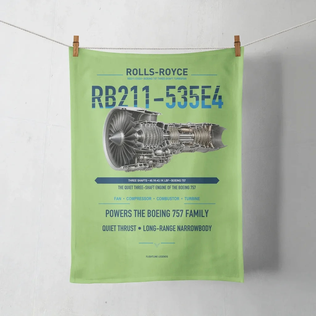 RB211-535E4 design on light green towel