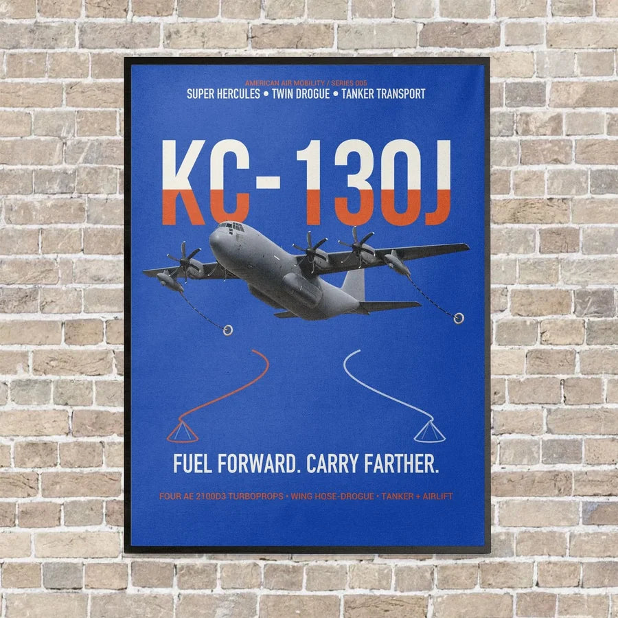 KC-130J SUPER HERCULES vertical canvas print - framed - blue background