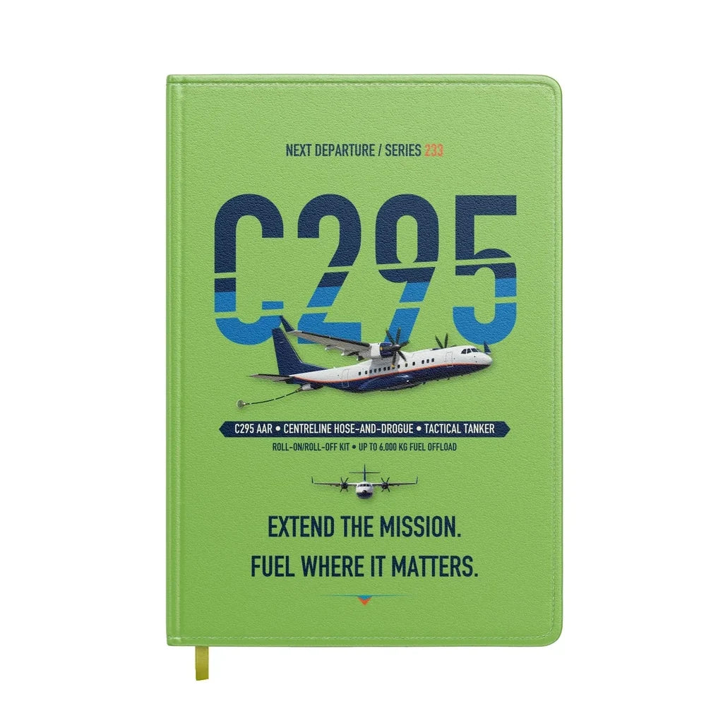 Airbus C295 Air-to-Air Refuelling design on light green notebook