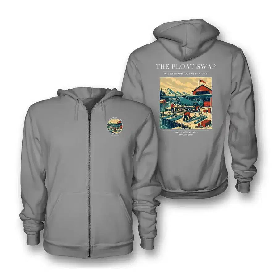 VINTAGE G4175 - The Float Swap - Premium Zipped Hoodie design on gray