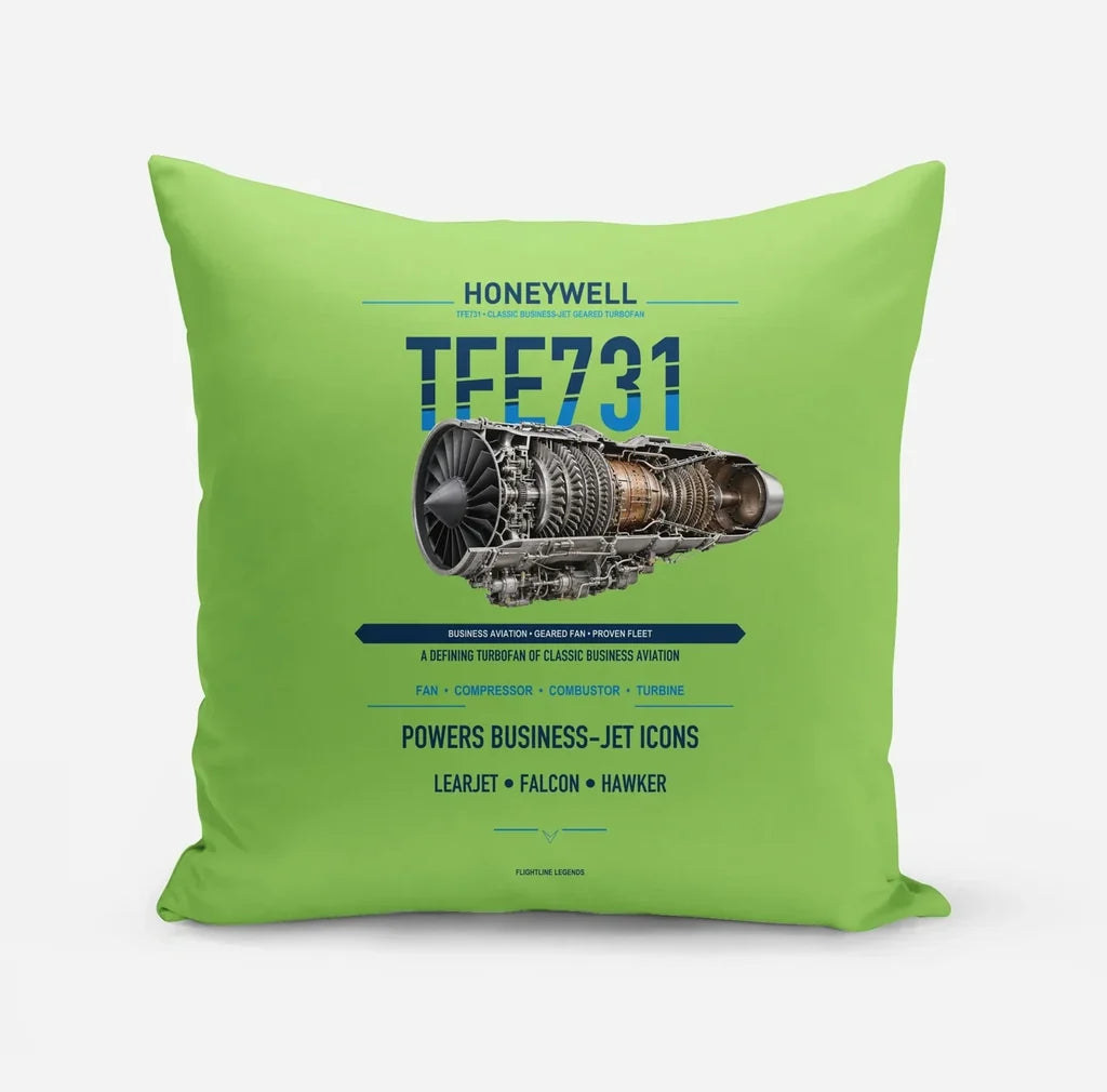TFE731 design on light green pillow