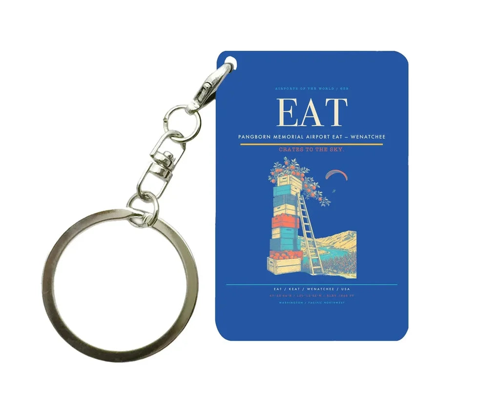 Pangborn Memorial Airport (EAT) design on blue key chain