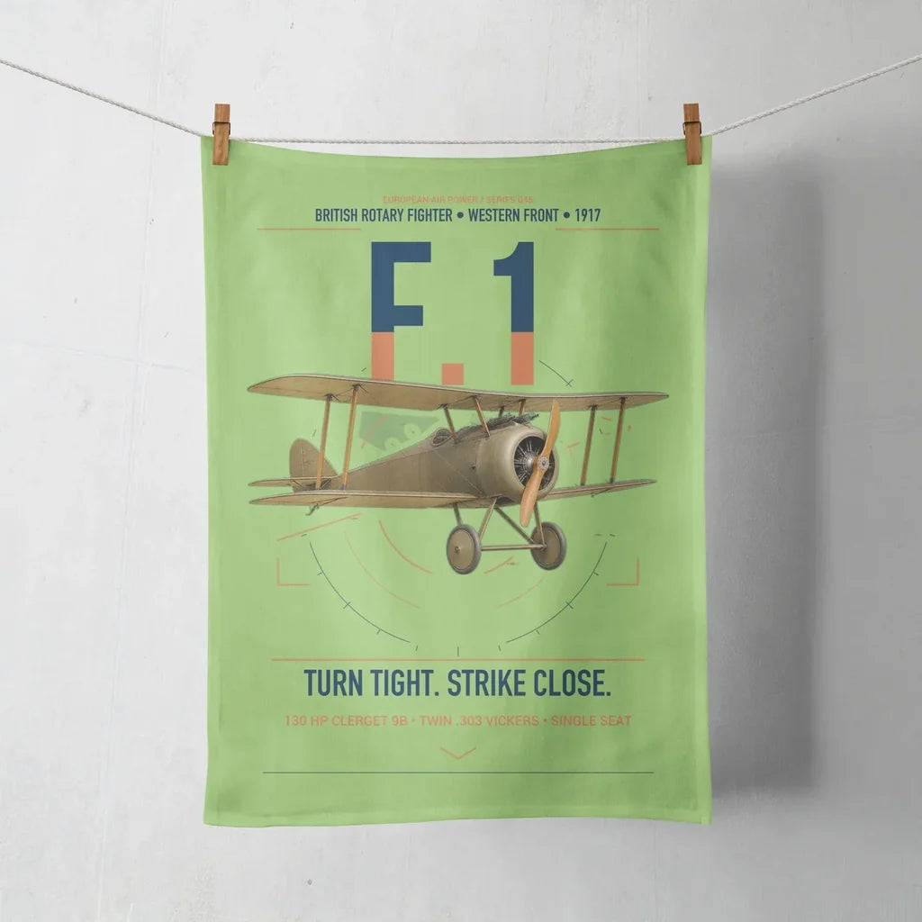 Sopwith Camel F.1 design on light green towel