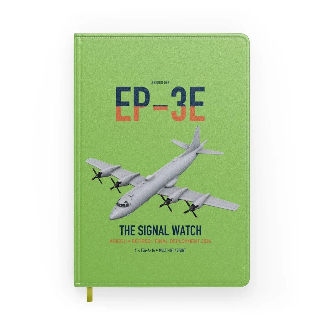 EP-3E ARIES II design on light green notebook