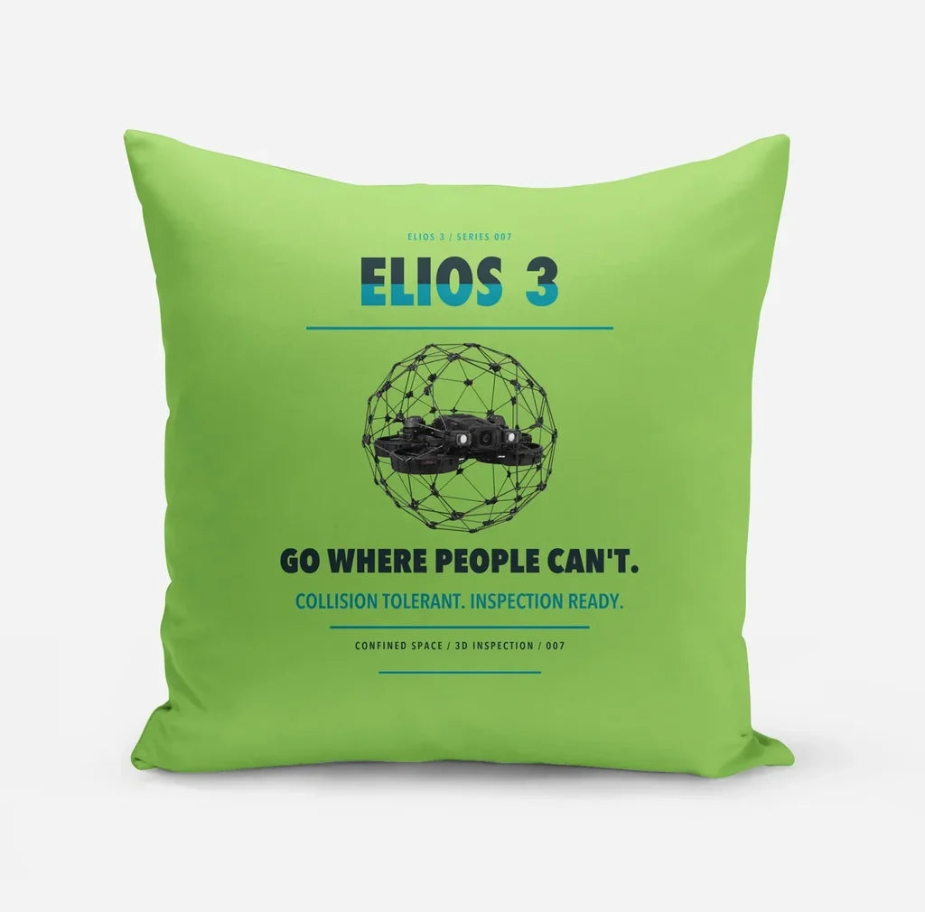 Flyability Elios 3 design on light green pillow