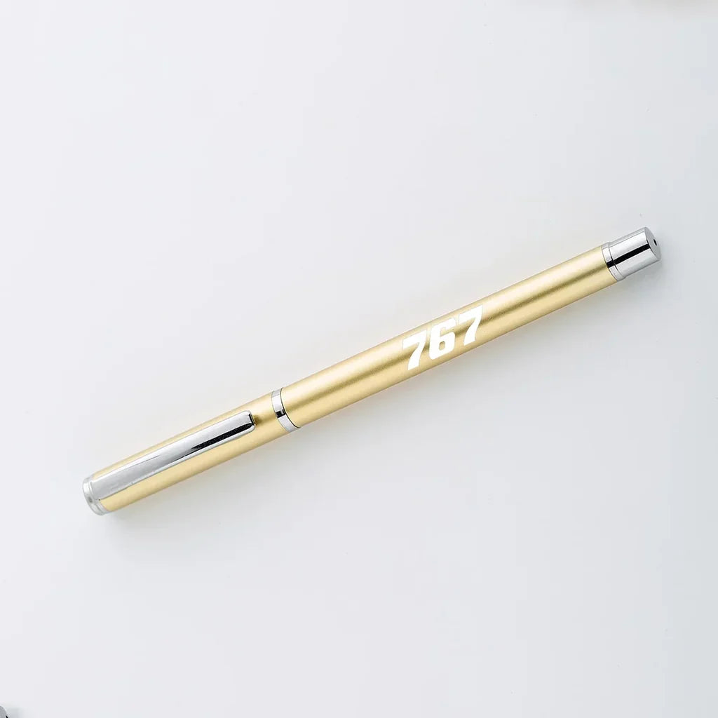 Boeing 767 Flat Text ballpen - gold