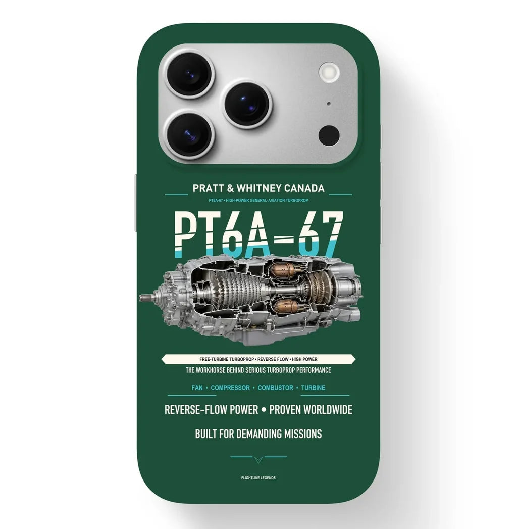 PT6A-67 Case design on dark green iphone case