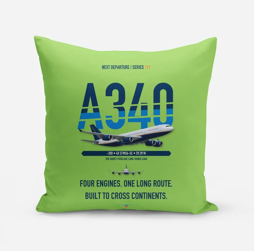 Airbus A340-200 design on light green pillow