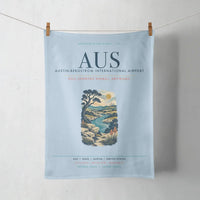 Thumbnail for Austin-Bergstrom International Airport (AUS) design on light blue towel