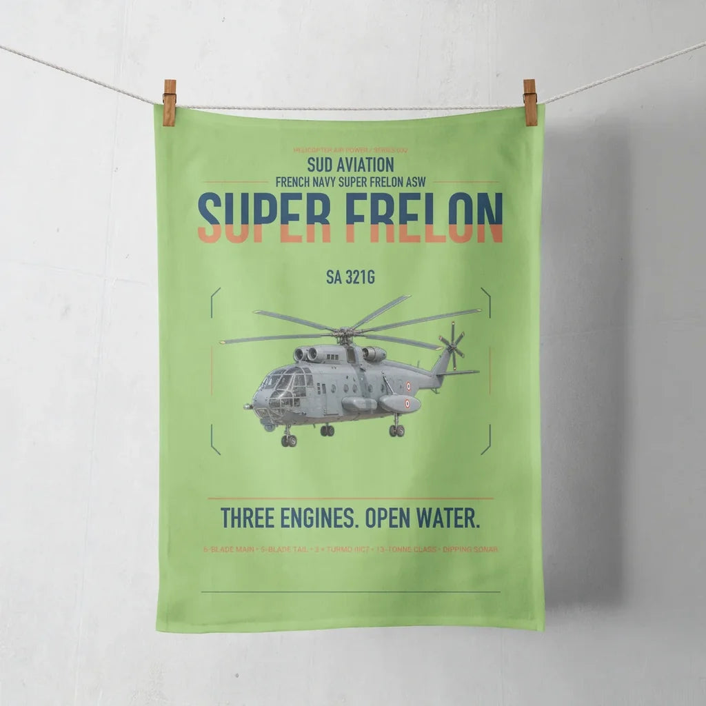 Sud Aviation SA 321G Super Frelon design on light green towel