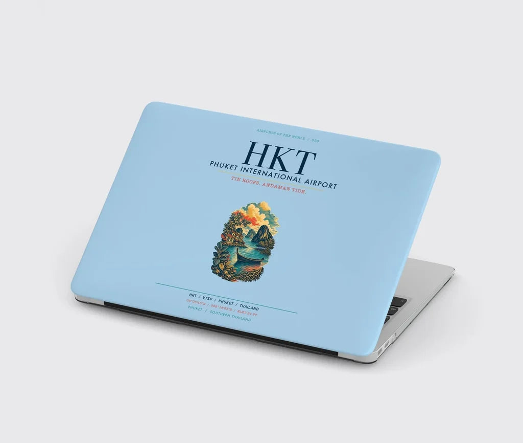 Phuket International Airport (HKT) design on light blue MacBook case