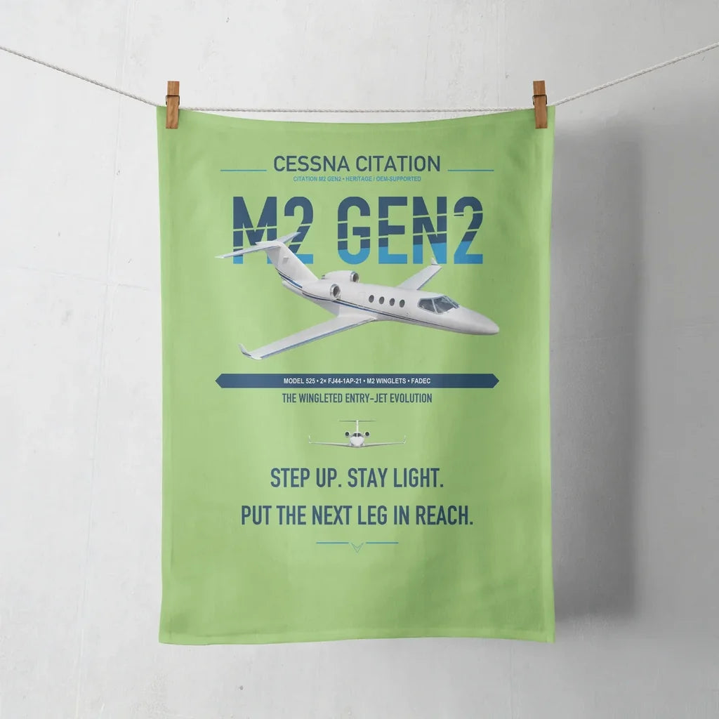 Cessna Citation M2 Gen2 design on light green towel