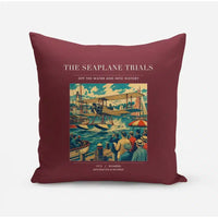 Thumbnail for VINTAGE G4005 - The Seaplane Trials - Designed Pillows design on darkred