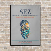 Thumbnail for Seychelles International Airport SEZ vertical canvas print - framed - light gray background