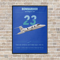 Thumbnail for Bombardier Learjet 23 vertical canvas print - framed - blue background