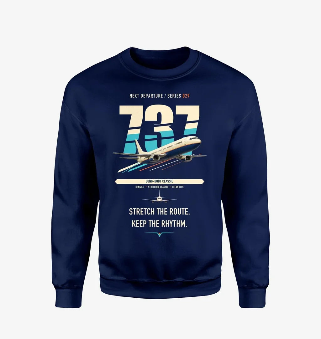 Boeing 737-400 Classic design on navy blue sweatshirt