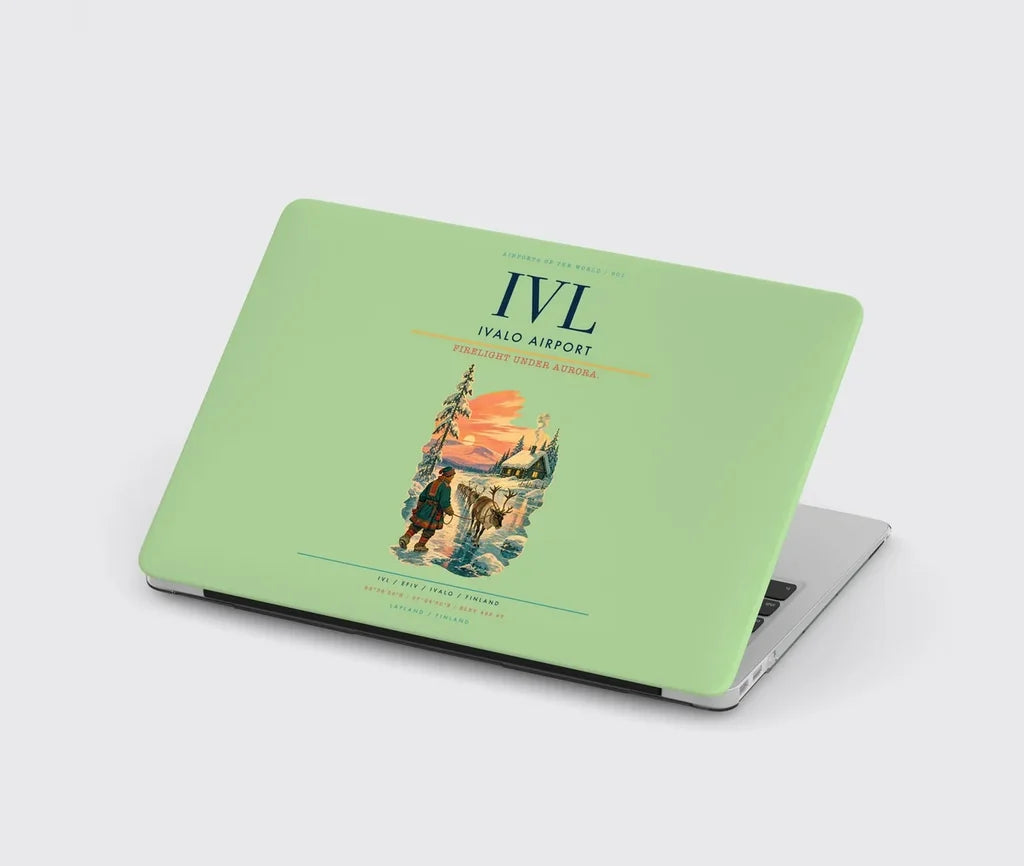 Ivalo Airport (IVL) design on light green MacBook case