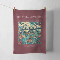 Thumbnail for VINTAGE G4189 - The Atoll Supply Day - Designed Towels design on darkred