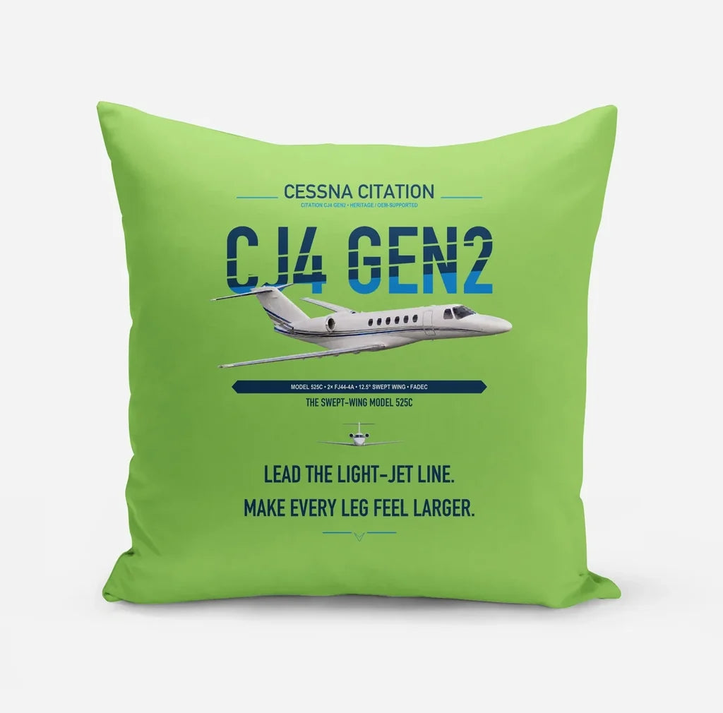Cessna Citation CJ4 Gen2 design on light green pillow