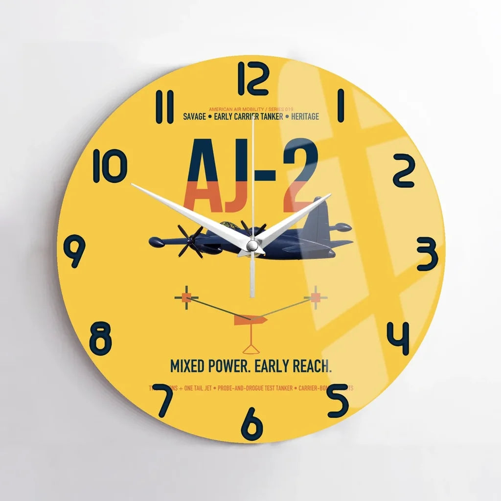 AJ-2 Savage Tanker design on yellow no frame wall clock