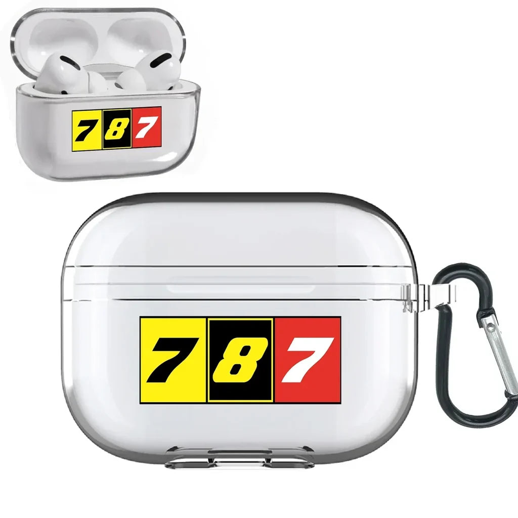 Flat Colourful 787 AirPods Pro transparent case - With Buckle