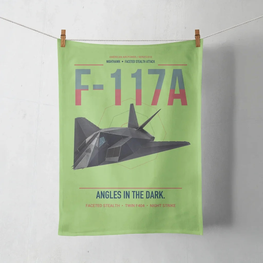 F-117A Nighthawk design on light green towel