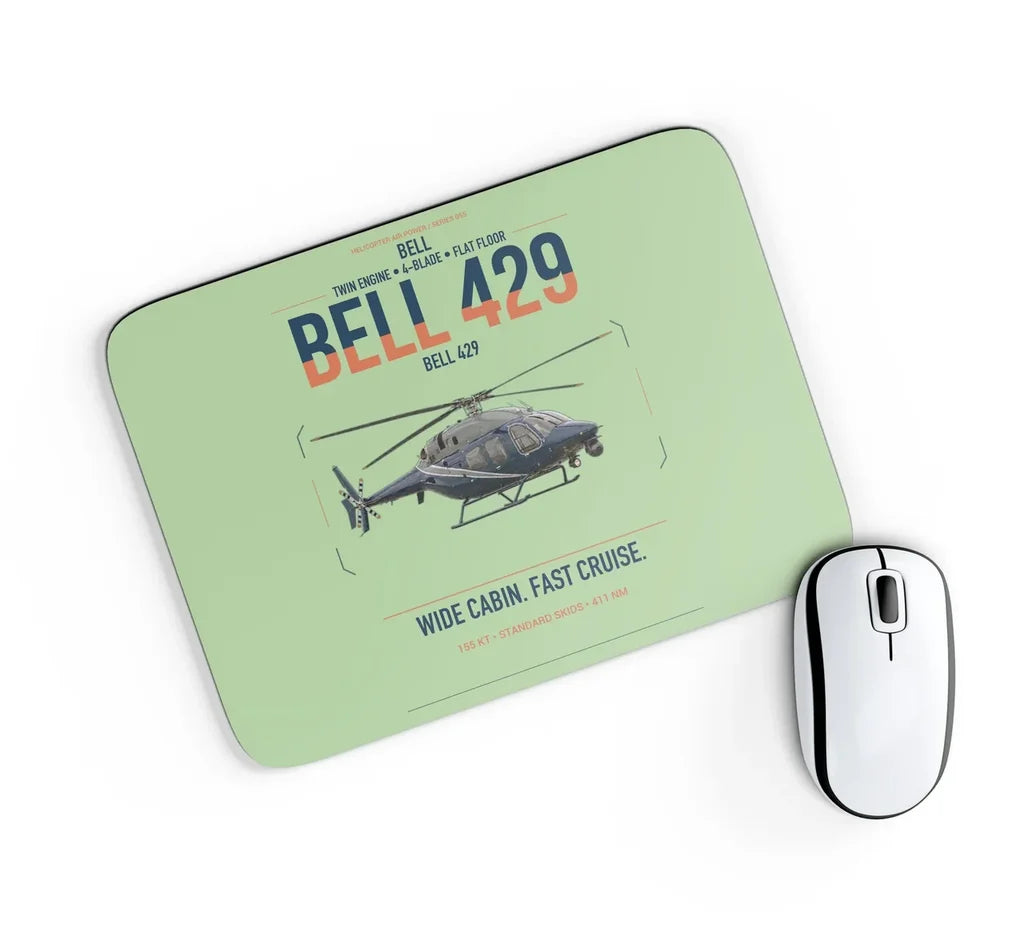 Bell 429 design on light green rectangle mouse pad