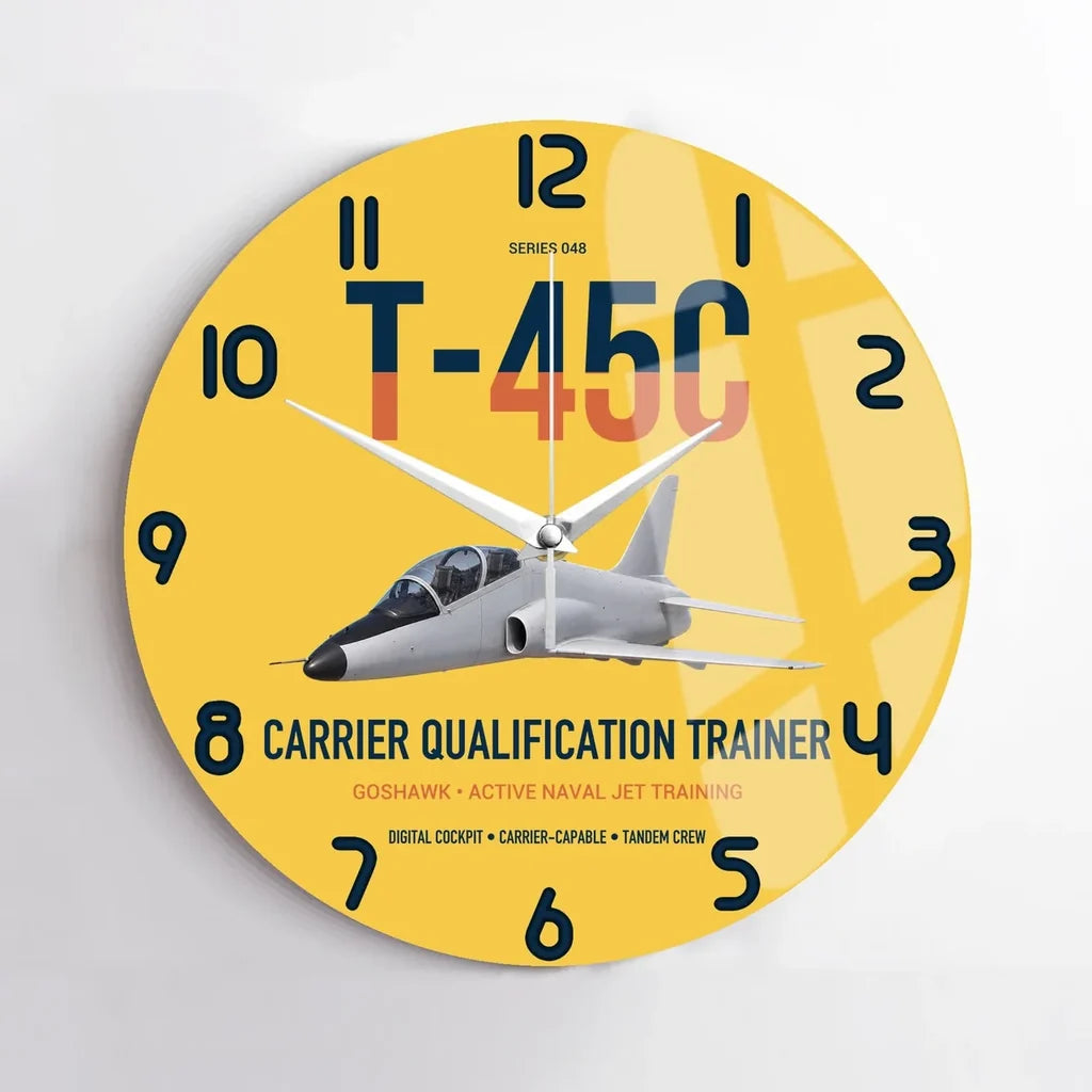 T-45C Goshawk design on yellow no frame wall clock