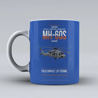 Thumbnail for Sikorsky MH-60S Seahawk design on blue ceramic mug, double-side print