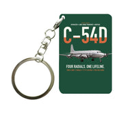 Thumbnail for C-54D Skymaster design on dark green designed key chain, double-side print