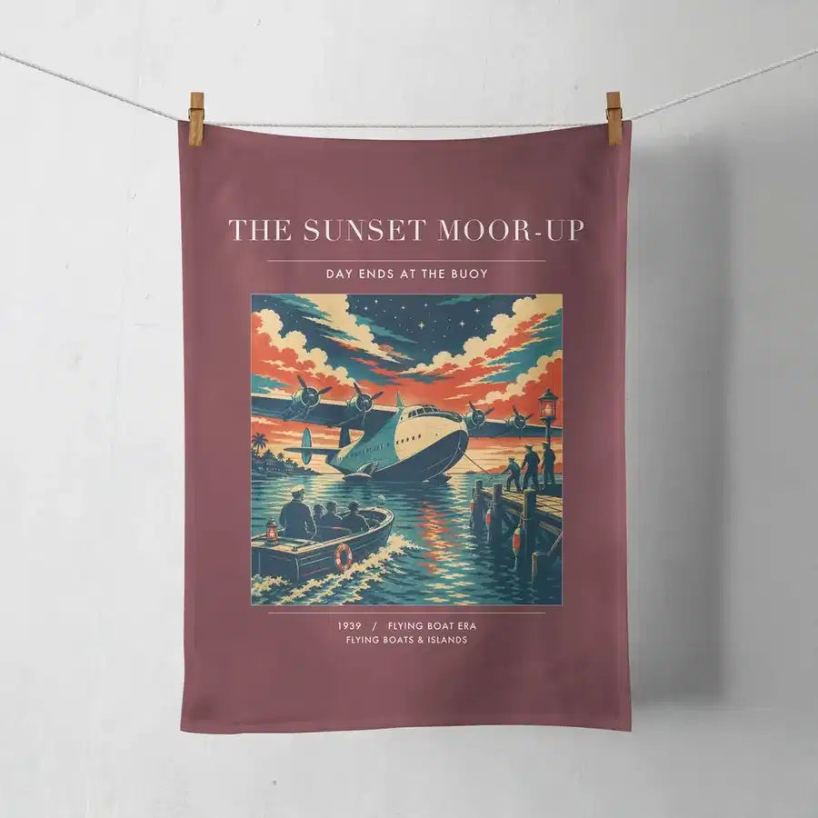 VINTAGE G4277 - The Sunset Moor-Up - Designed Towels design on darkred