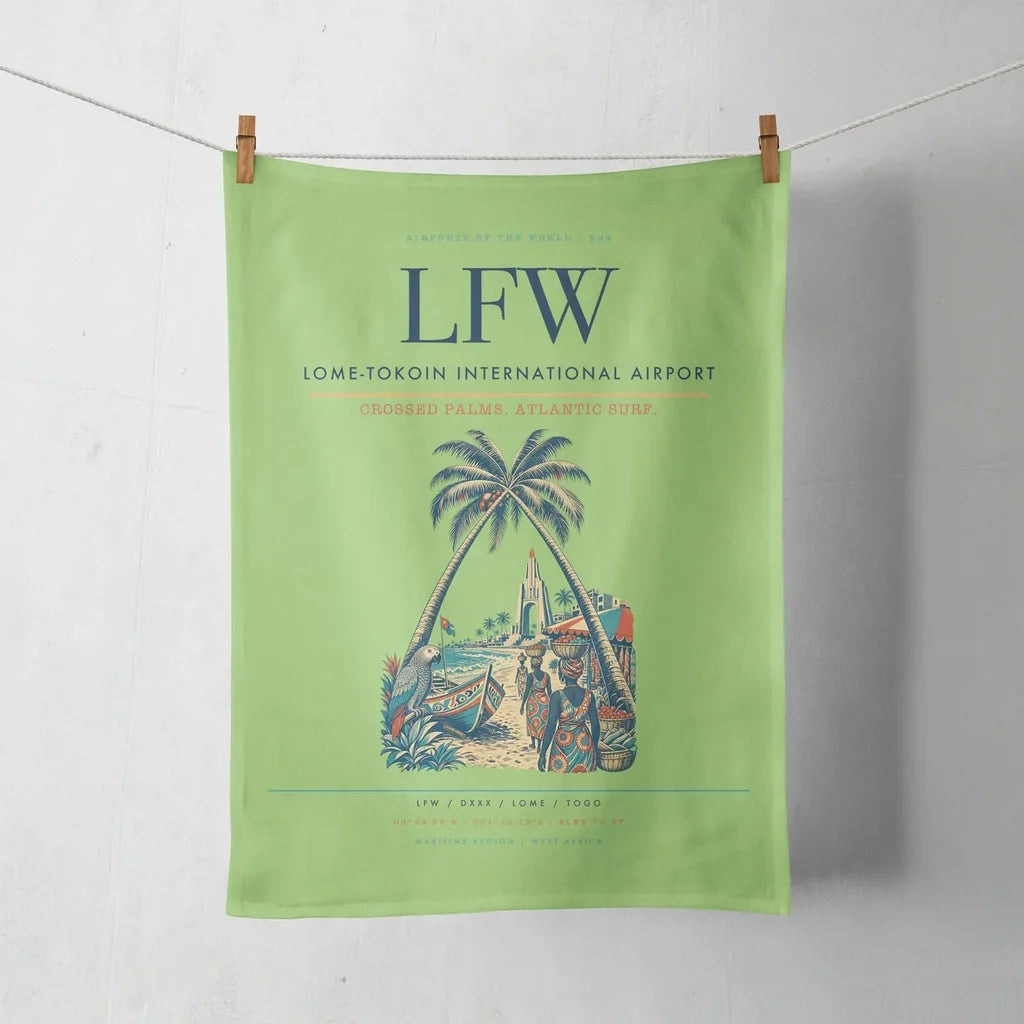 Lome-Tokoin International Airport (LFW) design on light green towel