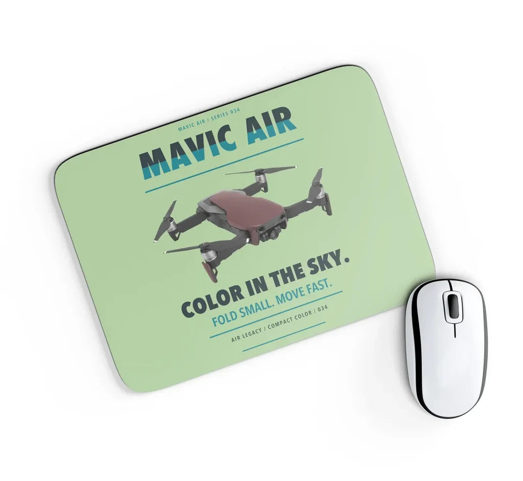 DJI Mavic Air design on light green rectangle mouse pad