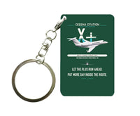 Thumbnail for Cessna Citation X+ design on dark green designed key chain, double-side print