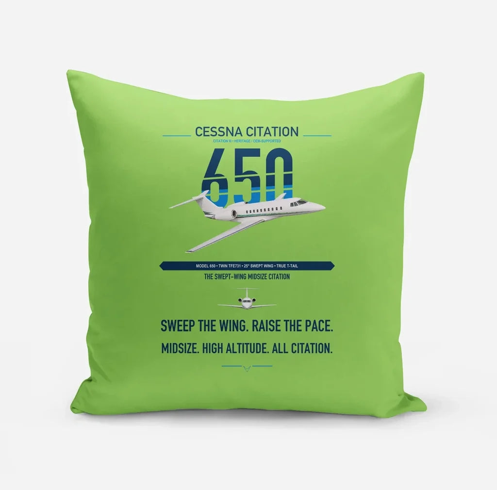 Cessna Citation 650 - Citation III design on light green pillow